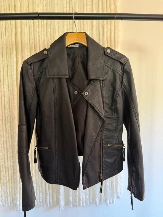 Just Married Embroidered Black Faux Leather Jacket - Picture 5 of 5